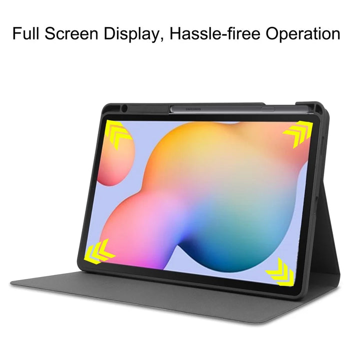For Samsung Galaxy Tab S6 Lite (2024) / (2022) / (2020) Textured PU Leather Stand Smart Tablet Case with Pen Slot  - Grey - 5