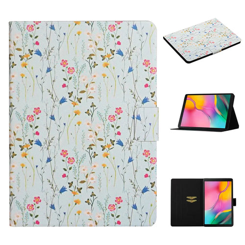 Flower Pattern Printing Card Holder Stand Tablet Cover for Samsung Galaxy Tab A 10.1 (2019) T510 - Red Flower - 1