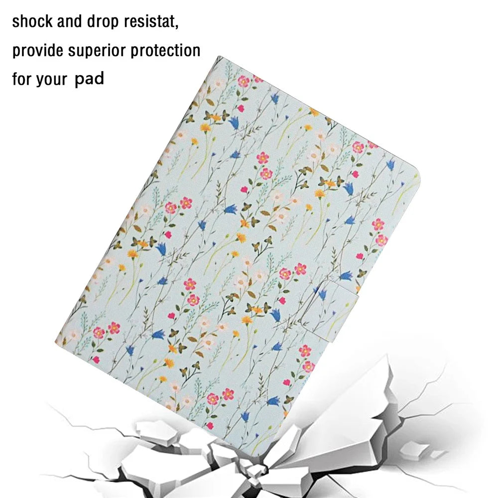 Flower Pattern Printing Card Holder Stand Tablet Cover for Samsung Galaxy Tab A 10.1 (2019) T510 - Red Flower - 5