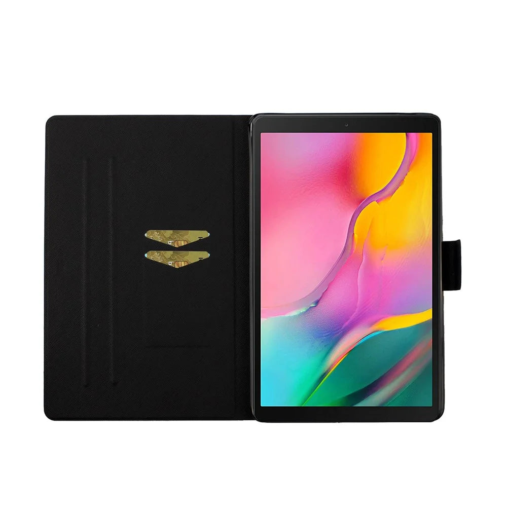 Flower Pattern Printing Card Holder Stand Tablet Cover for Samsung Galaxy Tab A 10.1 (2019) T510 - Red Flower - 7