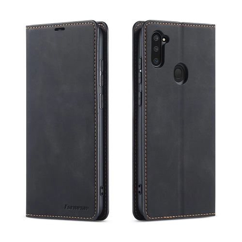 FORWENW Fantasy Series Auto-absorbed Leather Shell for Samsung Galaxy A11 (EU Version)/M11 - Black - 1