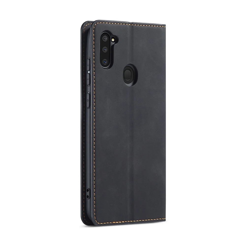 FORWENW Fantasy Series Auto-absorbed Leather Shell for Samsung Galaxy A11 (EU Version)/M11 - Black - 3