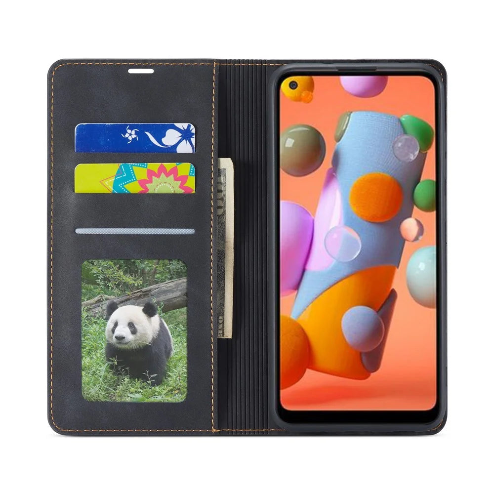 FORWENW Fantasy Series Auto-absorbed Leather Shell for Samsung Galaxy A11 (EU Version)/M11 - Black - 4