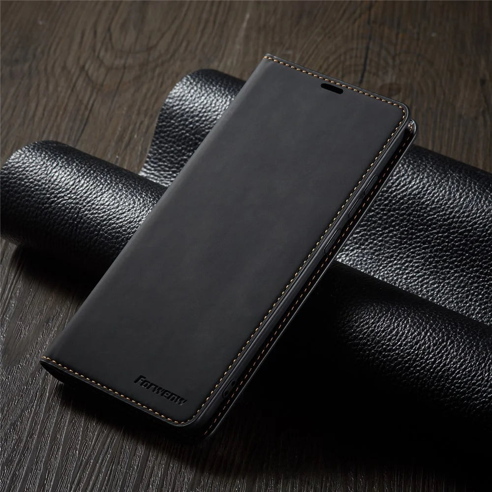 FORWENW Fantasy Series Auto-absorbed Leather Shell for Samsung Galaxy A11 (EU Version)/M11 - Black - 7
