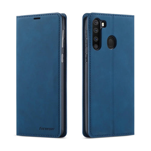 FORWENW Fantasy Series Silky Touch Wallet Leather Mobile Phone Cover for Samsung Galaxy A21 - Blue - 1