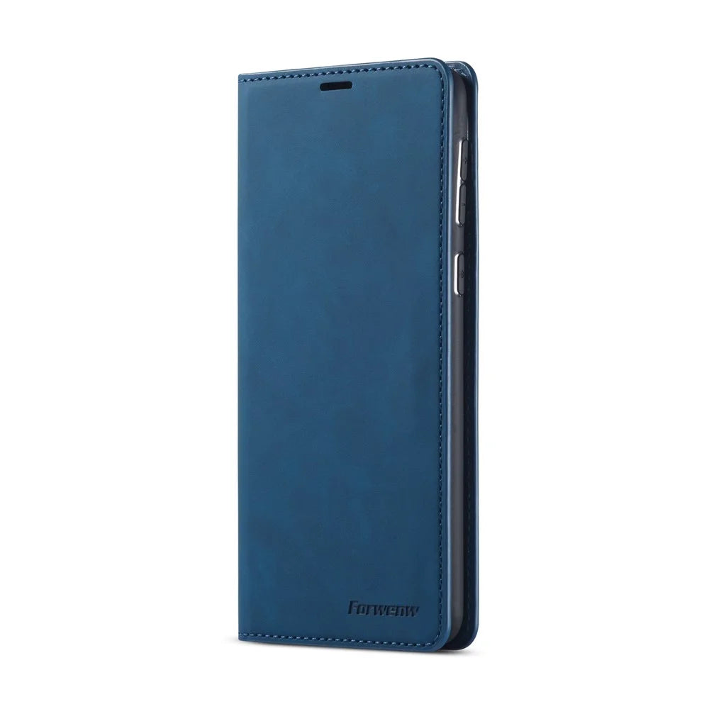 FORWENW Fantasy Series Silky Touch Wallet Leather Mobile Phone Cover for Samsung Galaxy A21 - Blue - 2