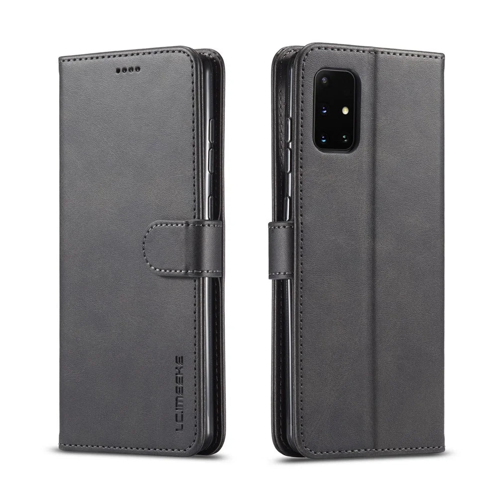 LC.IMEEKE Wallet Leather Shell for Samsung Galaxy A71 5G SM-A716 - Black - 1