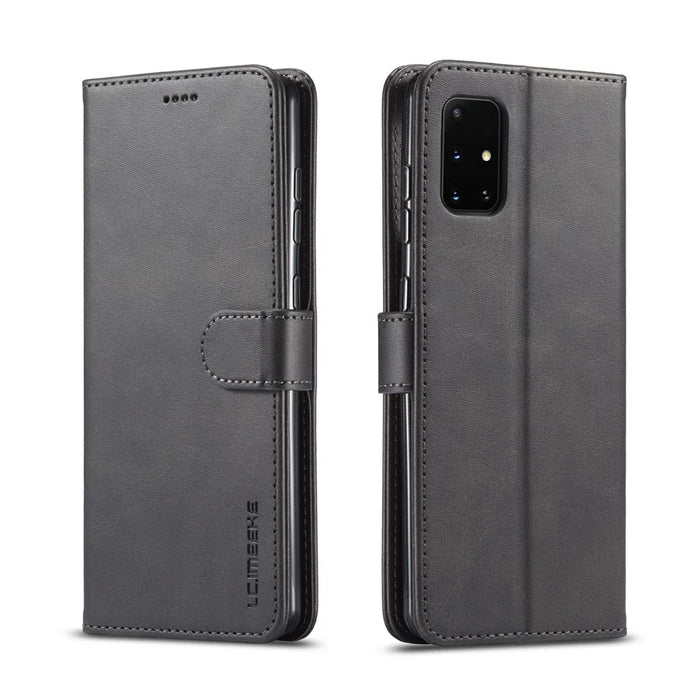 LC.IMEEKE Wallet Leather Shell for Samsung Galaxy A71 5G SM-A716 - Black - 1