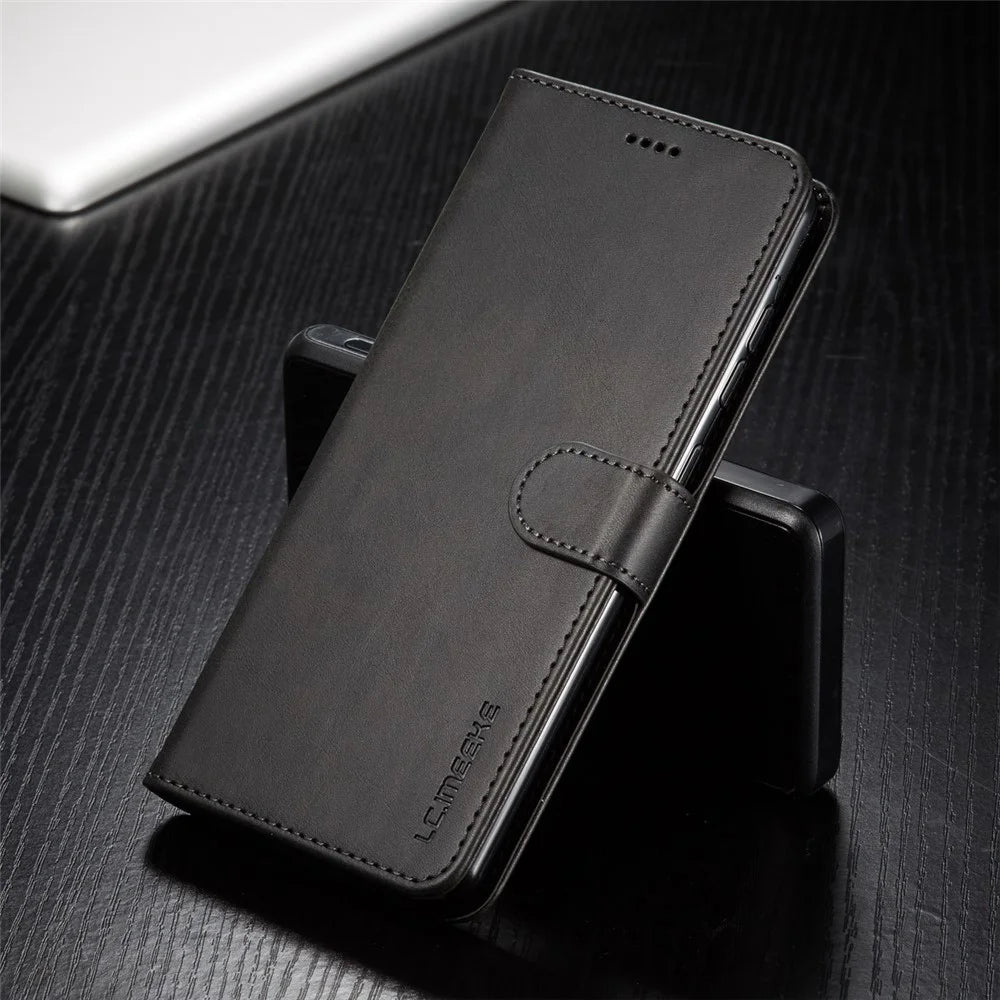 LC.IMEEKE Wallet Leather Shell for Samsung Galaxy A71 5G SM-A716 - Black - 4