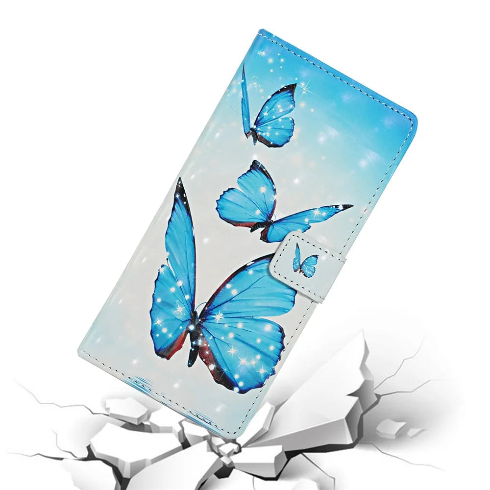Light Spot Decor Pattern Printing Wallet Stand Leather Case for Samsung Galaxy A51 SM-A515 - Blue Butterflies - 3