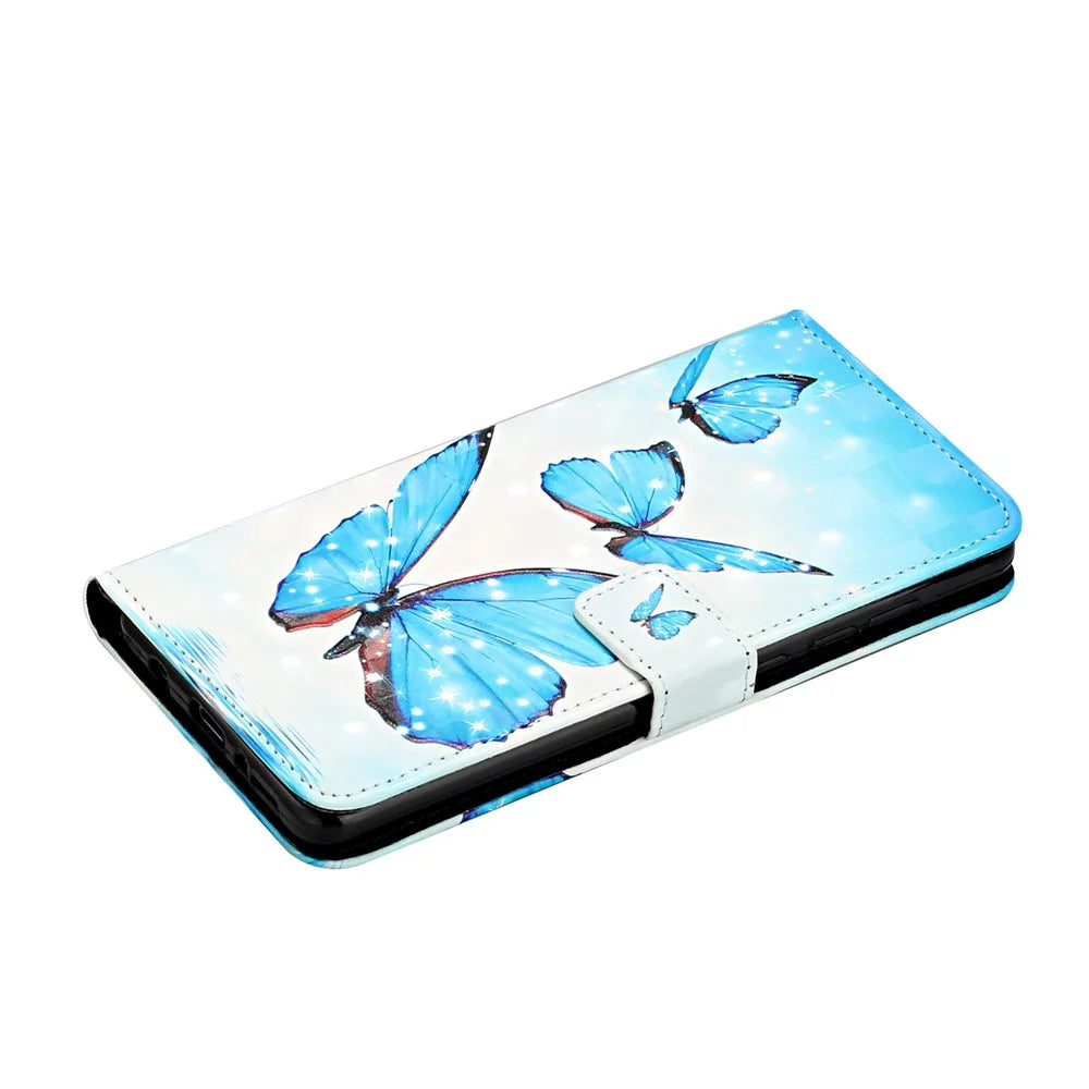 Light Spot Decor Pattern Printing Wallet Stand Leather Case for Samsung Galaxy A51 SM-A515 - Blue Butterflies - 6