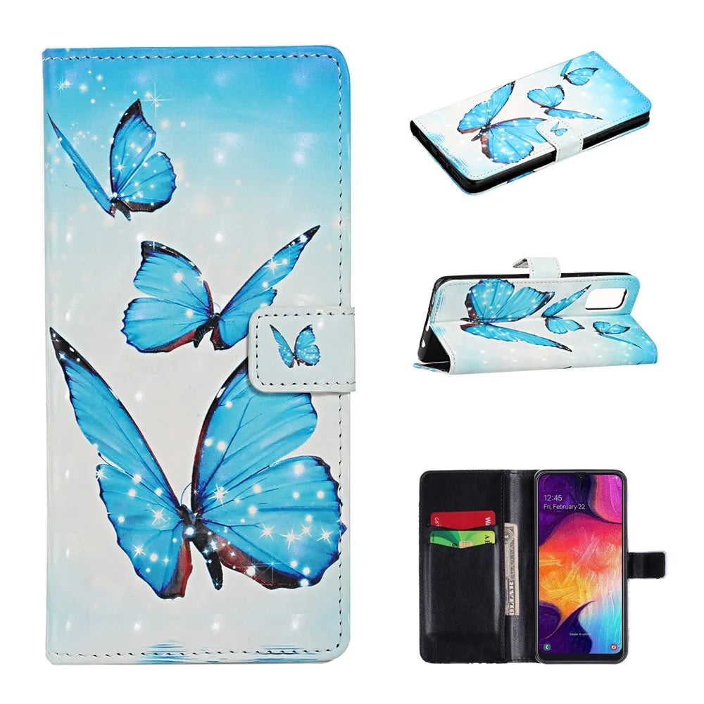 Light Spot Decor Pattern Printing Wallet Cover Stand Leather Case for Samsung Galaxy A41 (Global Version) - Butterfly - 1