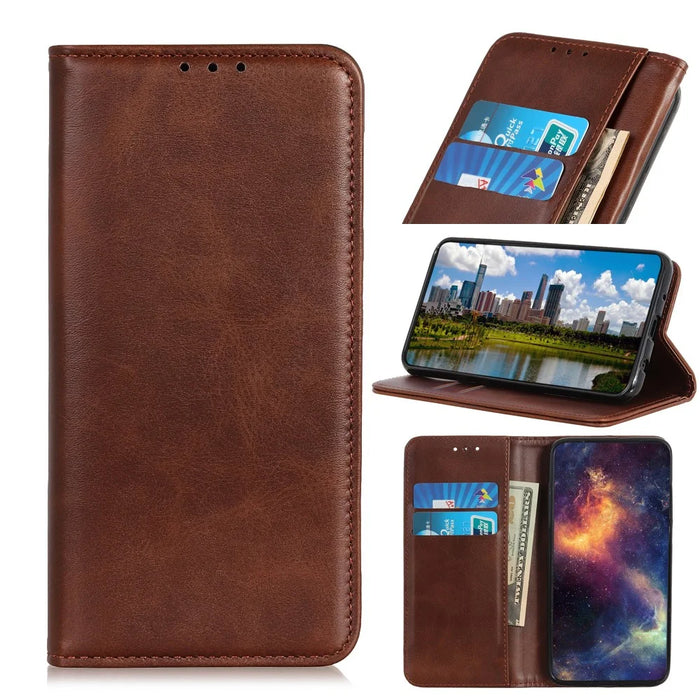 Auto-absorbed Split Leather Wallet Phone Cover for Samsung Galaxy Note20 Ultra/Note20 Ultra 5G - Dark Brown - 1
