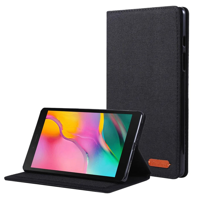 Cloth Texture Stand Leather Protector Cover for Samsung Galaxy Tab A 8.0 Wi-Fi (2019) SM-T290/T295 - Black - 1