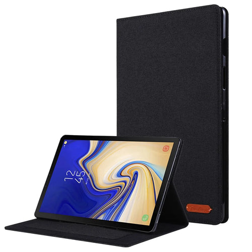 Cloth Texture Card Slots Stand Leather Case for Samsung Galaxy Tab S5e SM-T720 - Black - 1
