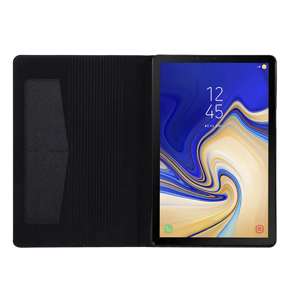 Cloth Texture Card Slots Stand Leather Case for Samsung Galaxy Tab S5e SM-T720 - Black - 4