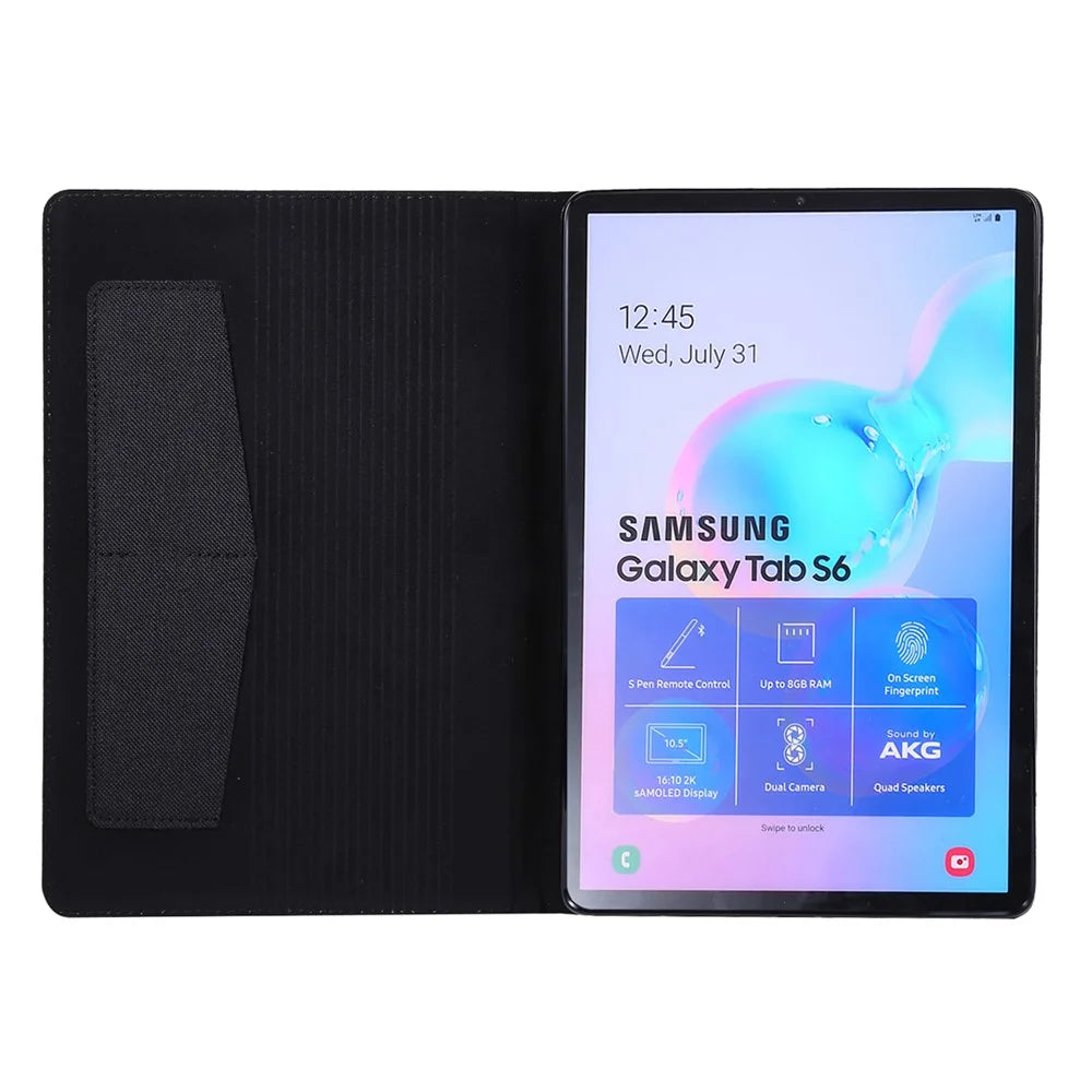 Cloth Texture Card Slots Stand Leather Case for Samsung Galaxy Tab S6 SM-T860/T865 - Black - 4