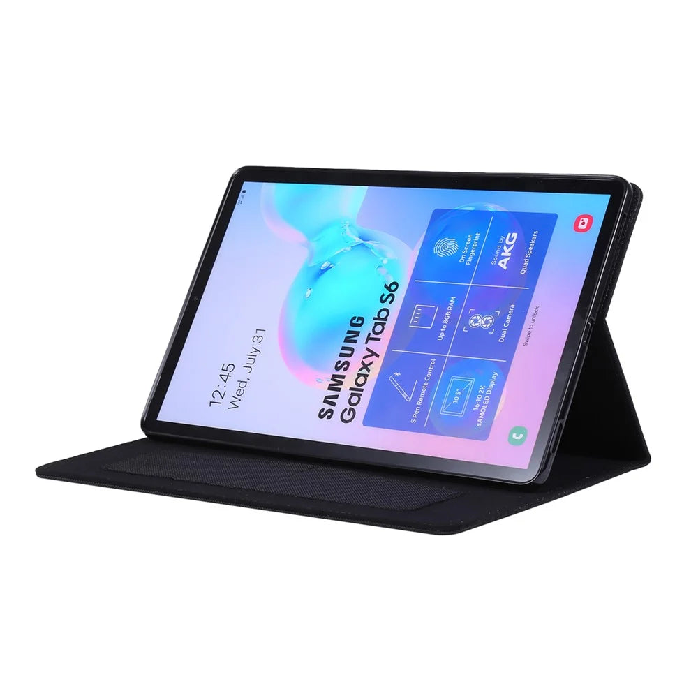 Cloth Texture Card Slots Stand Leather Case for Samsung Galaxy Tab S6 SM-T860/T865 - Black - 5