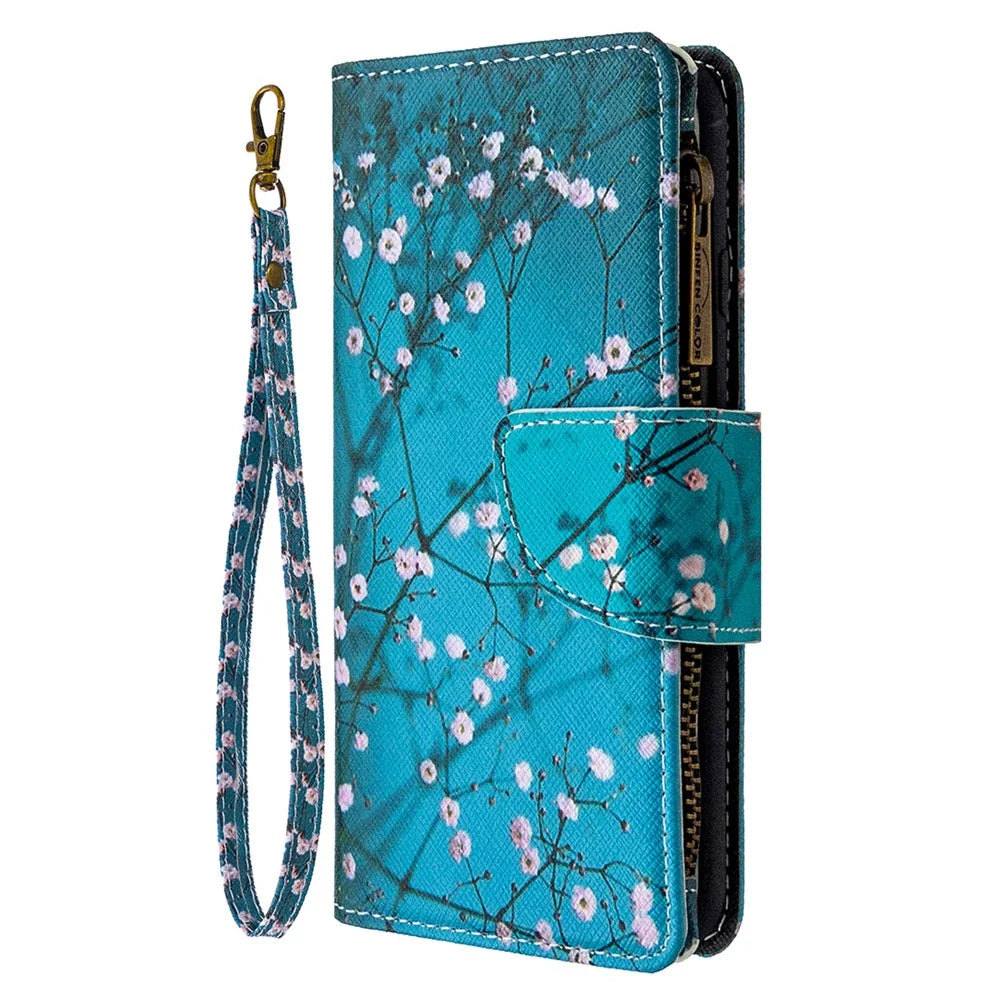 BF03 Pattern Printing Leather Mobile Case with Zipper Wallet for Samsung Galaxy A51 SM-A515 - Tree with Flower - 4