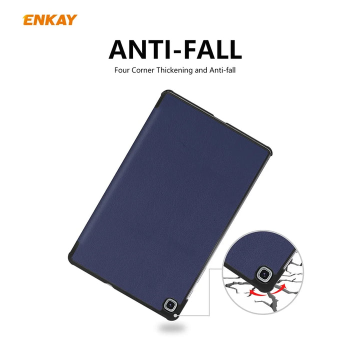 ENKAY Tri-fold Stand PU Leather Smart Tablet Case for Samsung Galaxy Tab S6 Lite (2020) P610 P615 / (2022) / (2024) - Dark Blue - 3
