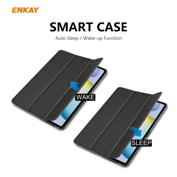 ENKAY Tri-fold Stand PU Leather Smart Tablet Case for Samsung Galaxy Tab S6 Lite (2020) P610 P615 / (2022) / (2024) - Dark Blue - 4