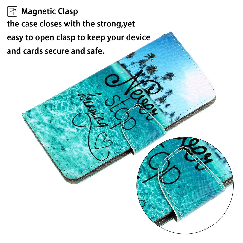 Pattern Printing Flip Leather Wallet Phone Cover for Samsung Galaxy A21s - Never Stop Dreaming - 3