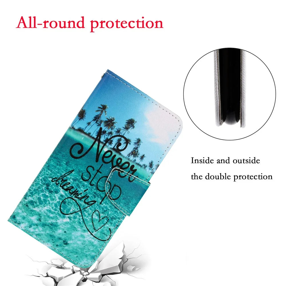 Pattern Printing Flip Leather Wallet Phone Cover for Samsung Galaxy A21s - Never Stop Dreaming - 4