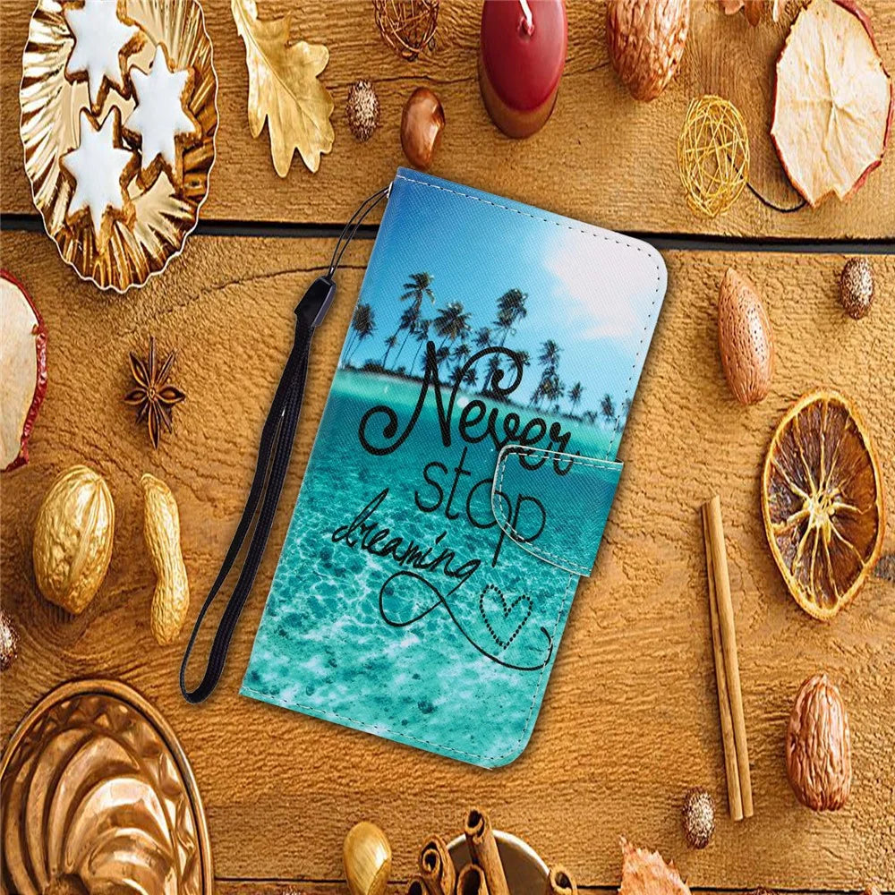 Pattern Printing Flip Leather Wallet Phone Cover for Samsung Galaxy A21s - Never Stop Dreaming - 5