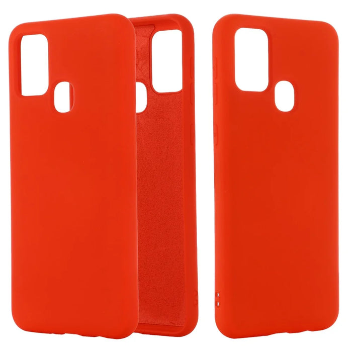 Liquid Silicone Shell Phone Case for Samsung Galaxy A21s Close-Fitting Phone Accessory - Red - 1