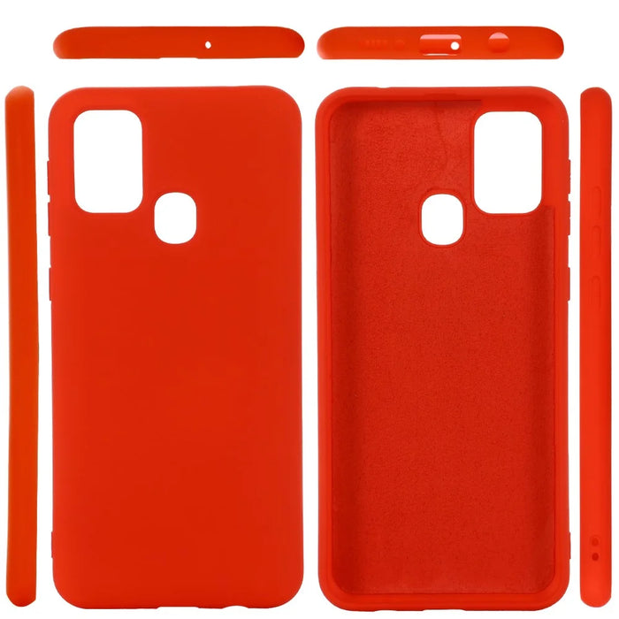 Liquid Silicone Shell Phone Case for Samsung Galaxy A21s Close-Fitting Phone Accessory - Red - 2