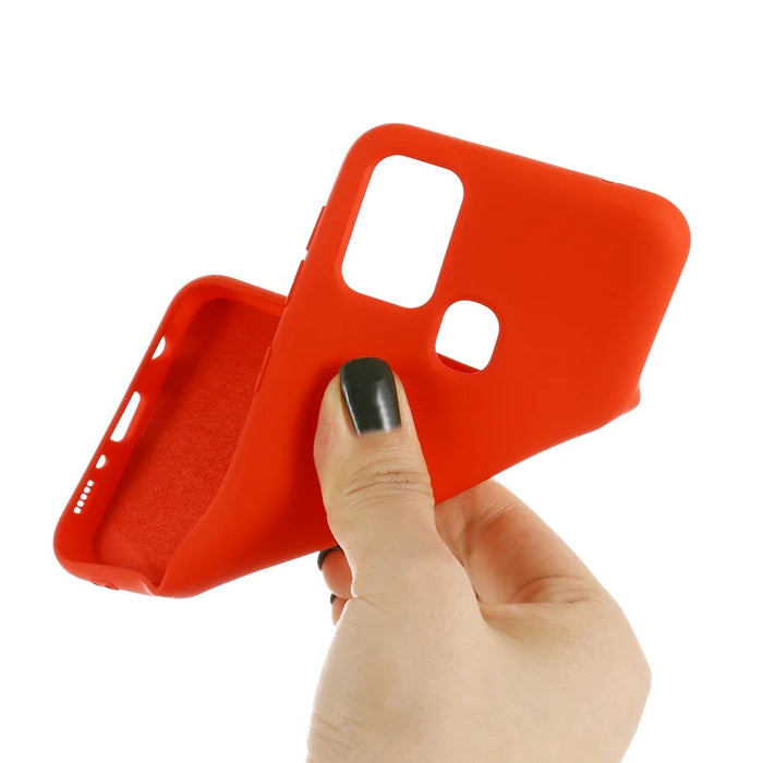 Liquid Silicone Shell Phone Case for Samsung Galaxy A21s Close-Fitting Phone Accessory - Red - 4