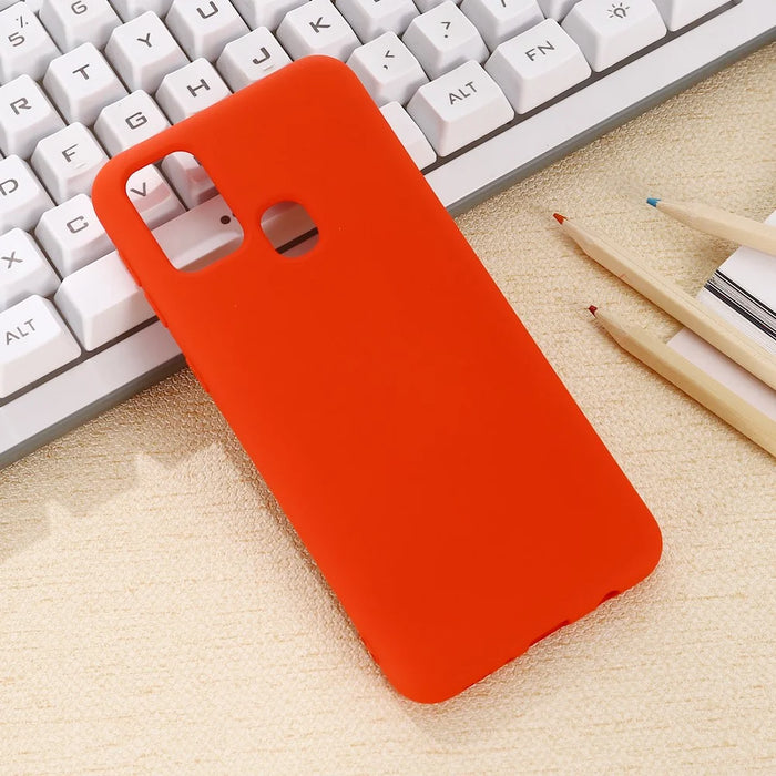 Liquid Silicone Shell Phone Case for Samsung Galaxy A21s Close-Fitting Phone Accessory - Red - 5