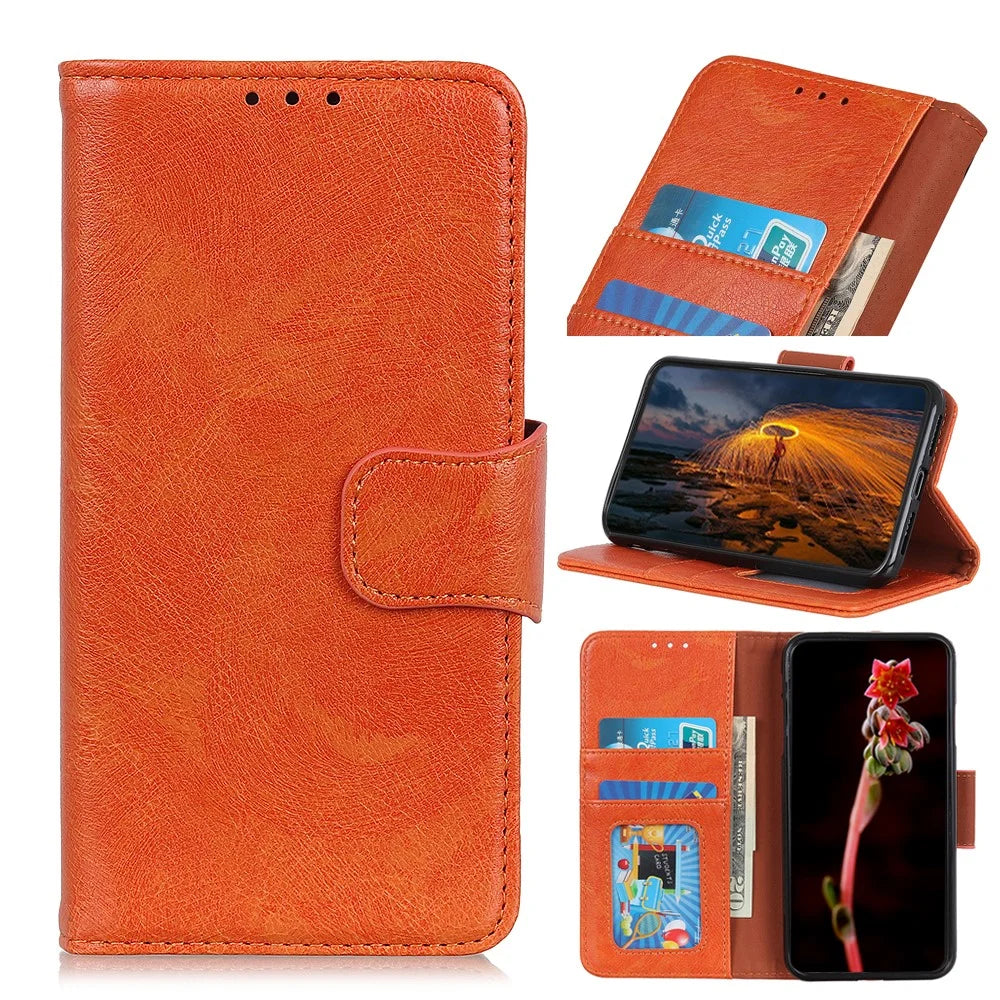 Nappa Texture Split Leather Shell Wallet Case for Samsung Galaxy Note20 Ultra/20 Ultra 5G - Orange - 1
