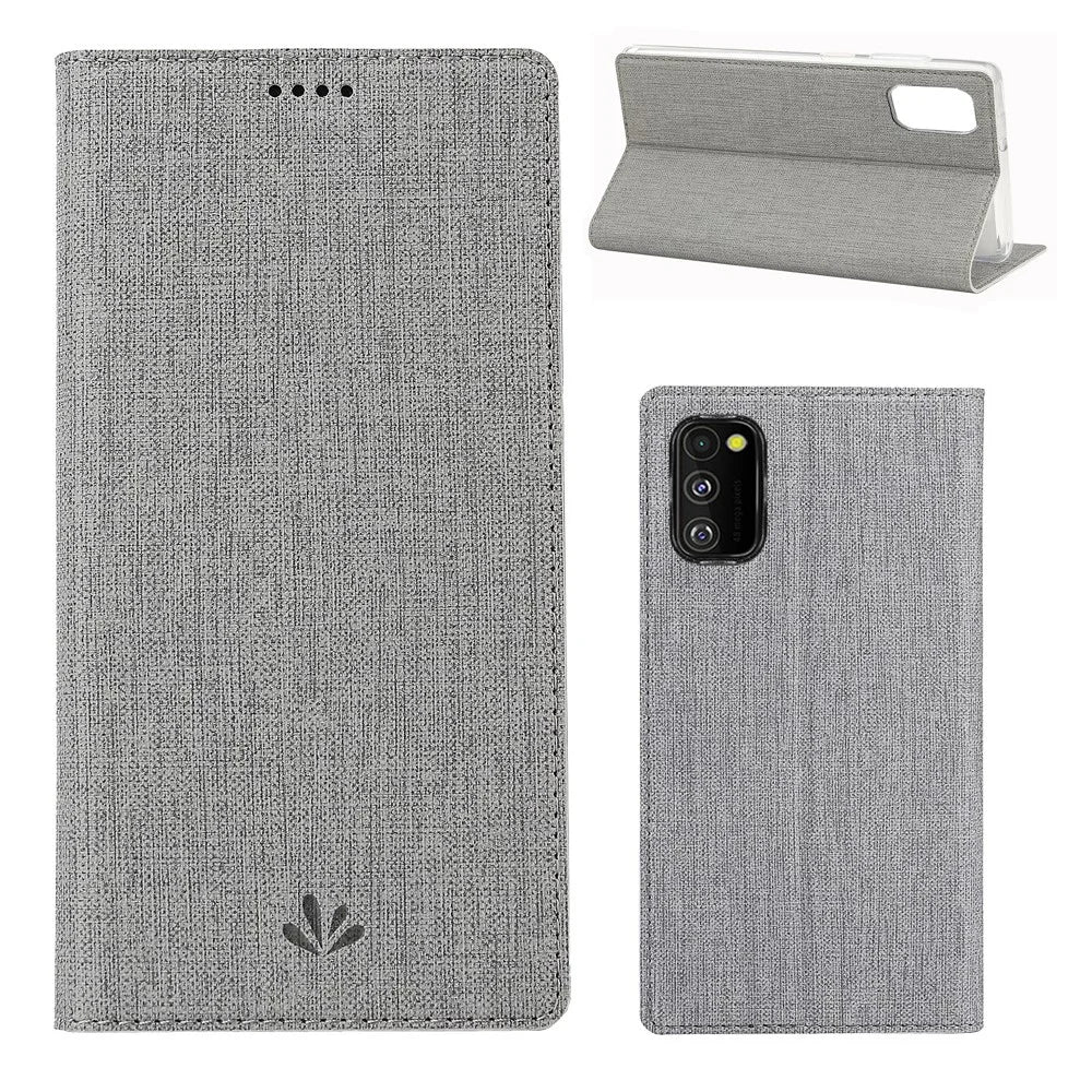 VILI DMX Card Holder Leather Stand Shell Phone Cover for Samsung Galaxy A41 (Global Version) - Grey - 1