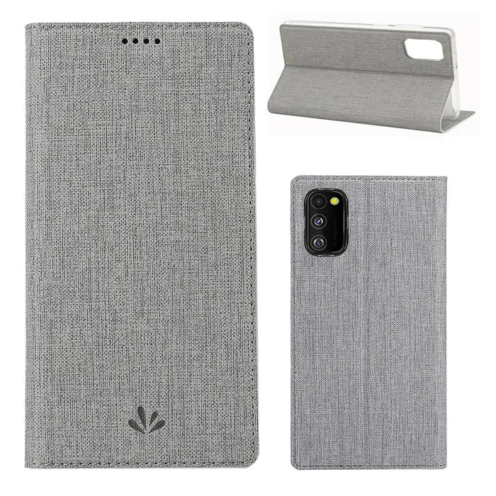 VILI DMX Card Holder Leather Stand Shell Phone Cover for Samsung Galaxy A41 (Global Version) - Grey - 1
