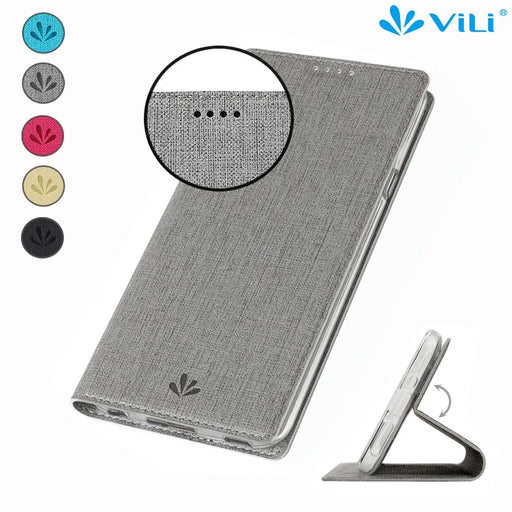 VILI DMX Card Holder Leather Stand Shell Phone Cover for Samsung Galaxy A41 (Global Version) - Grey - 2