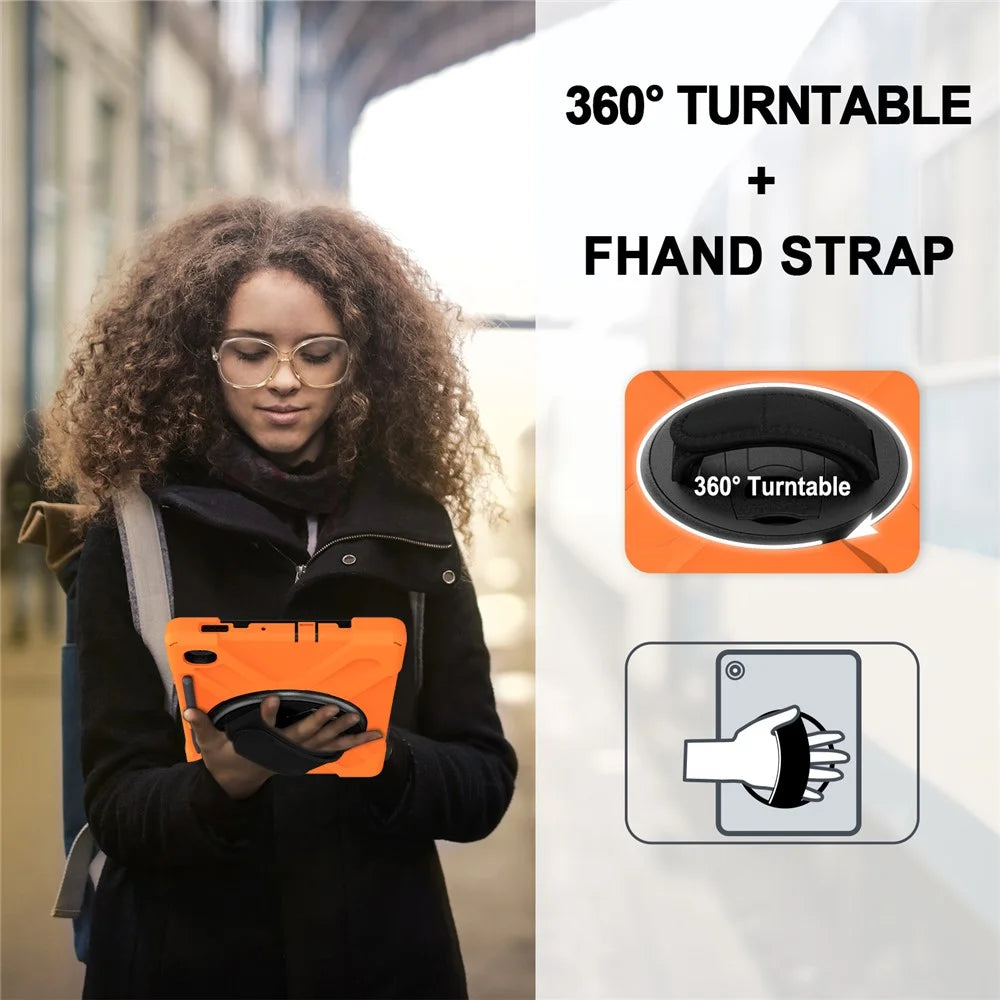 X-Shape PC+TPU Kickstand Case for Samsung Galaxy Tab S6 Lite (2020) P610 P615 / (2022) / (2024) P620 with Hand Strap - Orange - 5