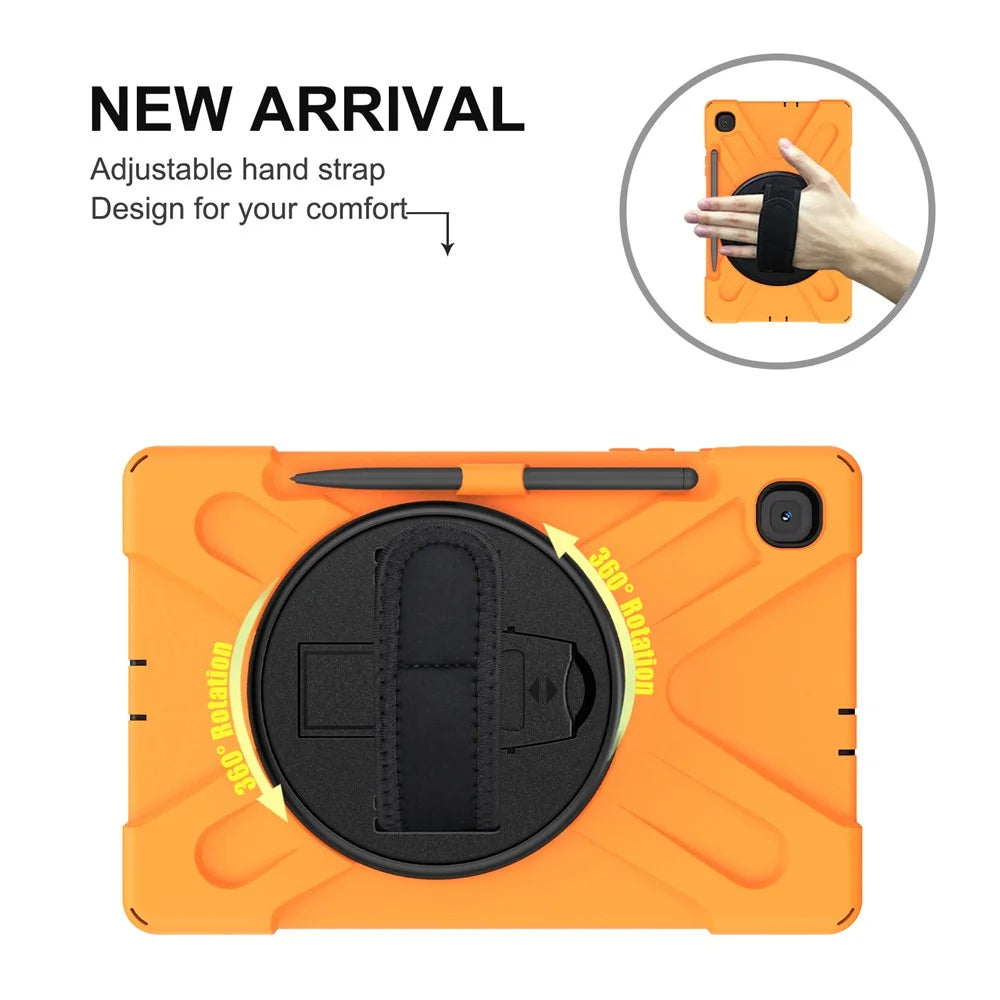 X-Shape PC+TPU Kickstand Case for Samsung Galaxy Tab S6 Lite (2020) P610 P615 / (2022) / (2024) P620 with Hand Strap - Orange - 6