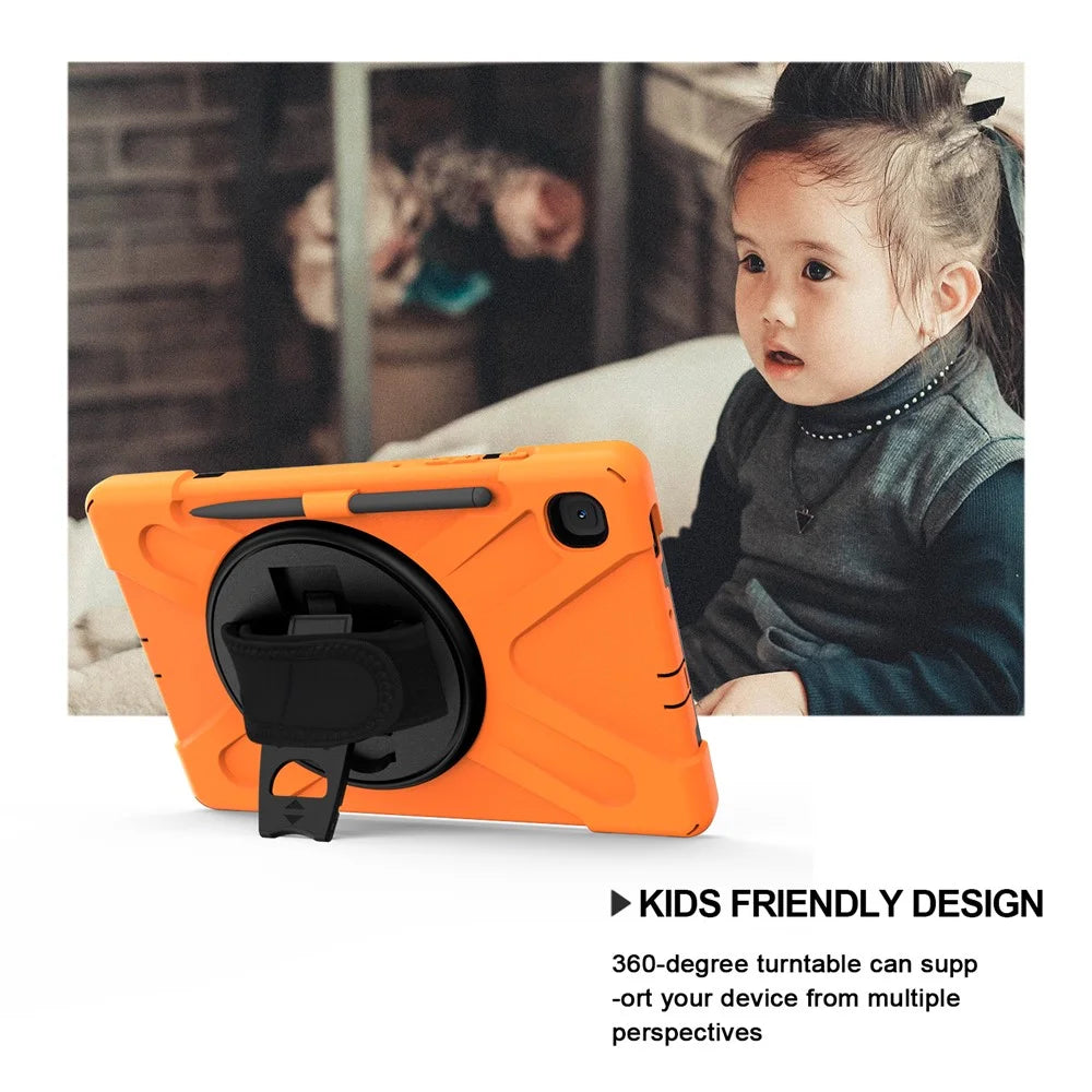 X-Shape PC+TPU Kickstand Case for Samsung Galaxy Tab S6 Lite (2020) P610 P615 / (2022) / (2024) P620 with Hand Strap - Orange - 7