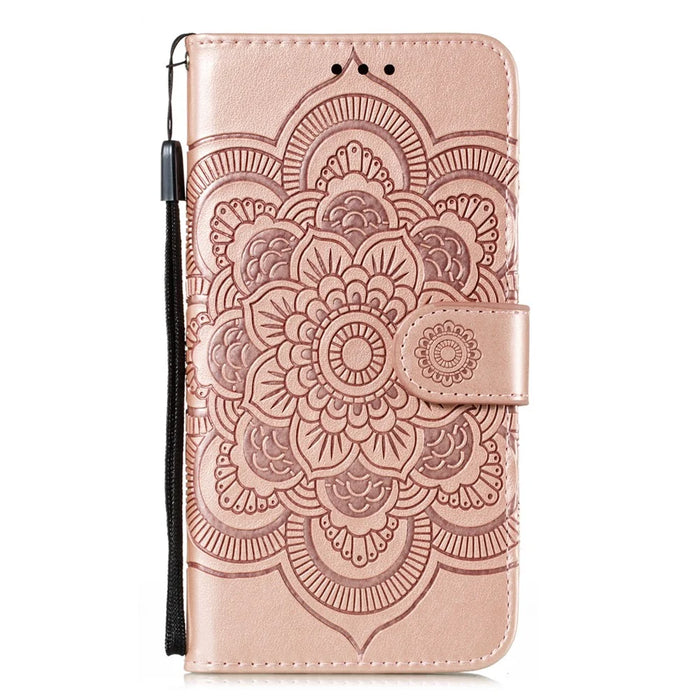 Imprint Mandala Flower Leather Shell for Samsung Galaxy A21s - Rose Gold - 2