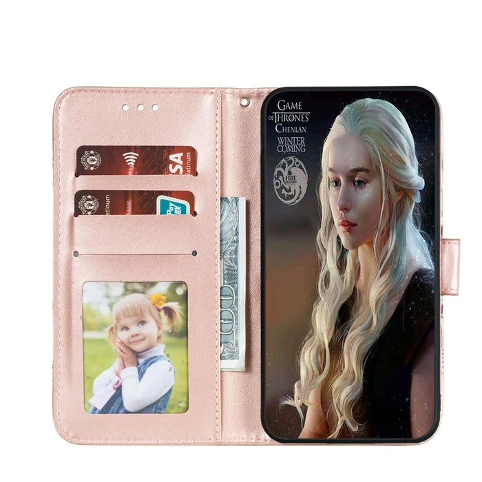 Imprint Mandala Flower Leather Shell for Samsung Galaxy A21s - Rose Gold - 5