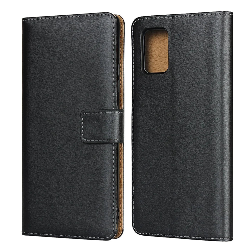 Genuine Leather Stand Wallet Protection Case for Samsung Galaxy A51 5G SM-A516 - 1