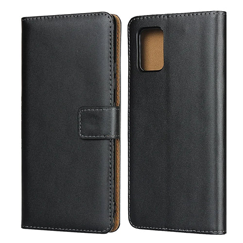 Genuine Leather Stand Wallet Protection Case for Samsung Galaxy A51 5G SM-A516 - 1
