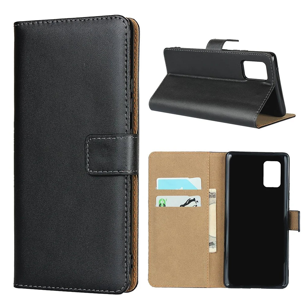Genuine Leather Stand Wallet Protection Case for Samsung Galaxy A51 5G SM-A516 - 2