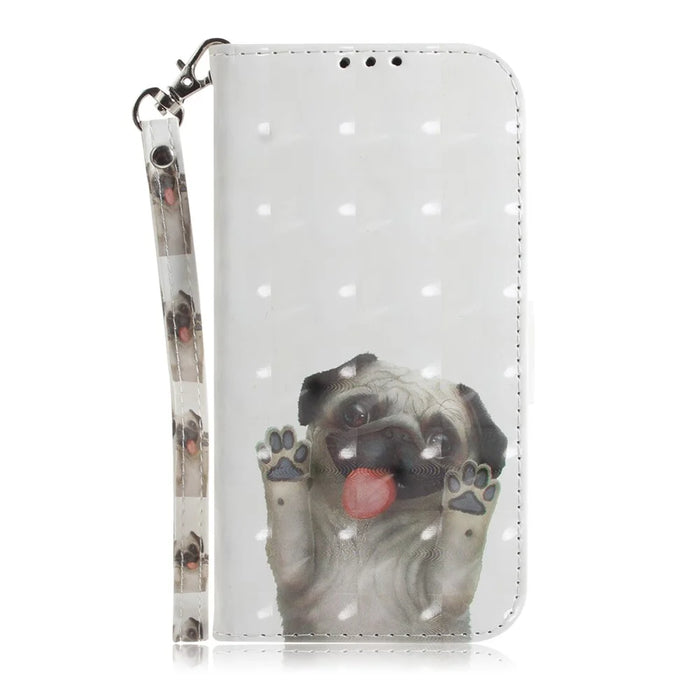 Light Spot Decor Pattern Printing Wallet Stand Leather Case with Strap for Samsung Galaxy A21s - Dog - 2