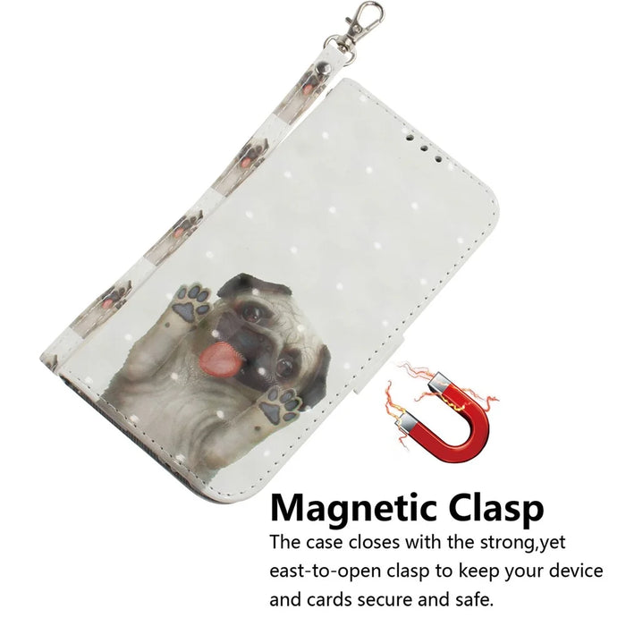 Light Spot Decor Pattern Printing Wallet Stand Leather Case with Strap for Samsung Galaxy A21s - Dog - 4