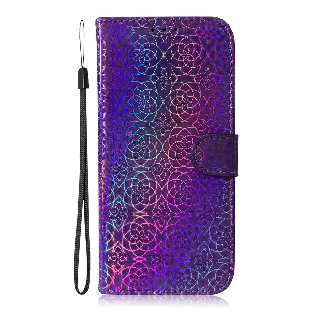Flower Pattern Leather Stand Wallet Case for Samsung Galaxy A51 5G SM-A516 - Purple - 2