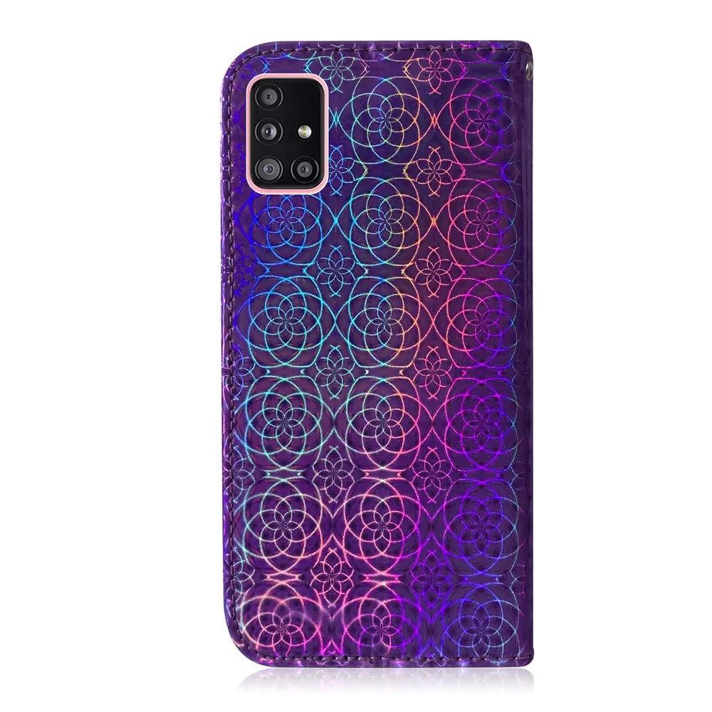 Flower Pattern Leather Stand Wallet Case for Samsung Galaxy A51 5G SM-A516 - Purple - 3