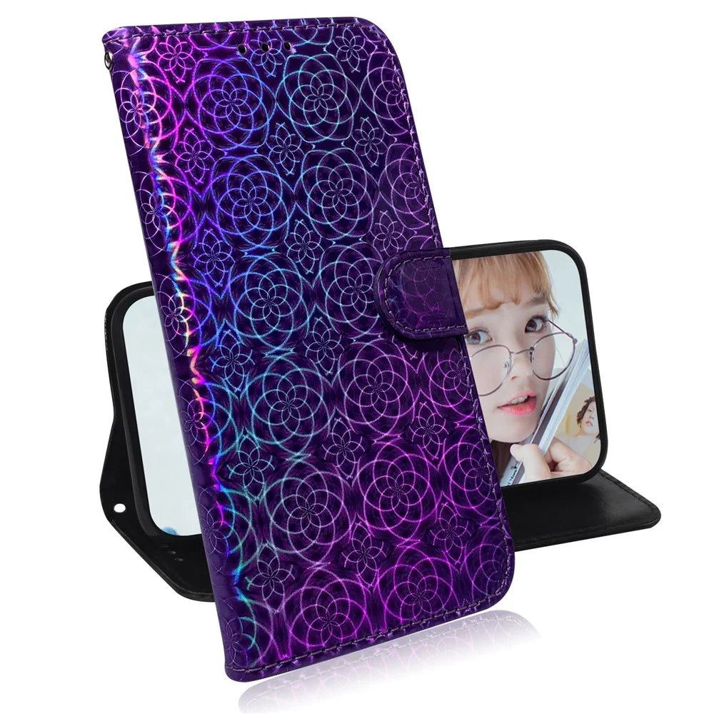 Flower Pattern Leather Stand Wallet Case for Samsung Galaxy A51 5G SM-A516 - Purple - 7