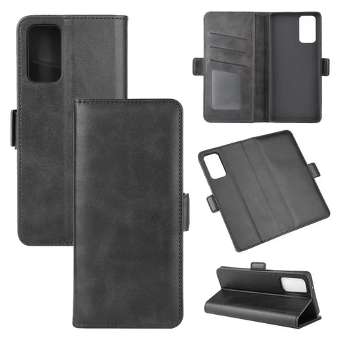 Magnet Adsorption Leather Wallet Stand Phone Case for Samsung Galaxy Note20 / Note20 5G - Black - 1